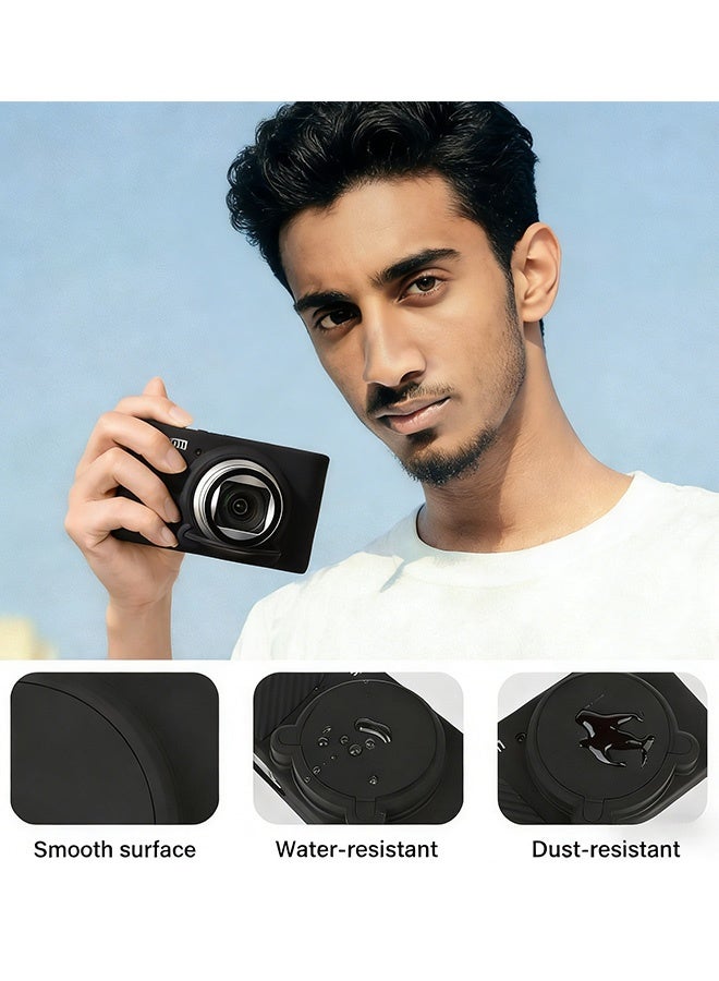 Silicone Protective Case for Canon Powershot SX740 SX730 HS Camera with Removable Lens Cover Tempered Glass Screen Protector Soft and Rubber Protective Sleeve Anti Slip Anti Scratch,Black - Image 2